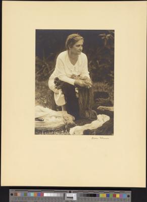 Mrs. Arema Stone Viner, seated with yarn [b006] [f011] [005a] (recto)