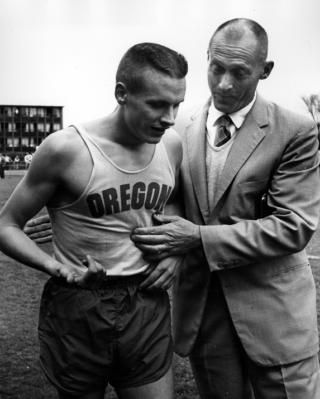 Dyrol Burleson with Coach Bill Bowerman, 1960