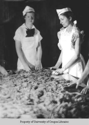 Candy Kitchen, Berea College: women mixing at table