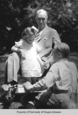 Frank Leonard McVey with granddaughter and John Jacob Niles