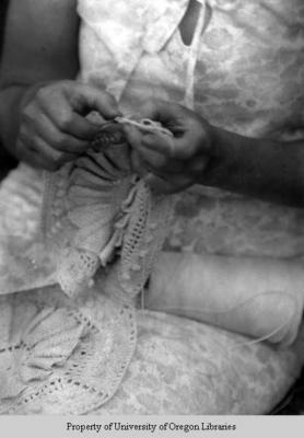 Hands of Pauline Stallcup, lace maker