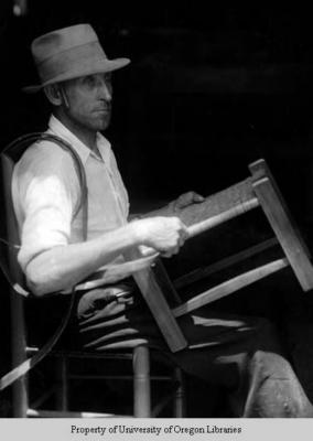 John Willie Durham, furniture maker, caning stool