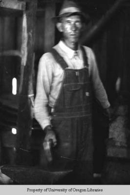 M. Owenby, in blacksmith shop