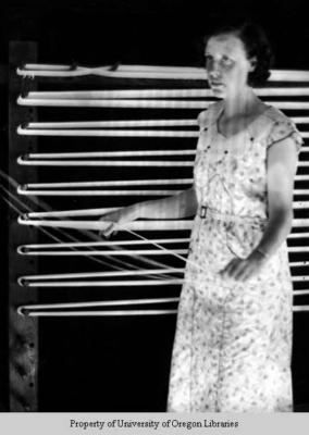 Laura Trentham, weaver: woman warping