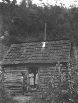Family in cabin door