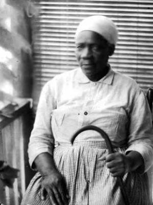 African-American woman with white turban